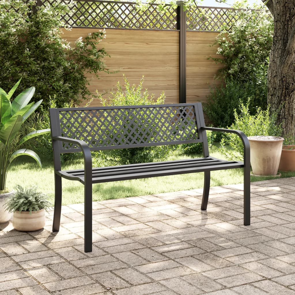 vidaXL Panchina da Giardino 119 cm Nera in Acciaio