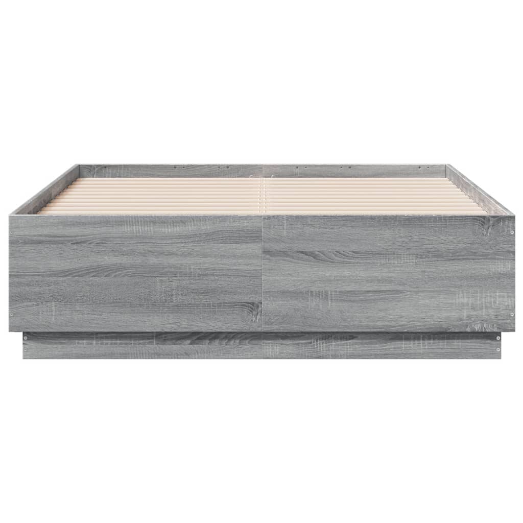 vidaXL Giroletto Luci LED Grigio Sonoma 135x190 cm Legno Multistrato