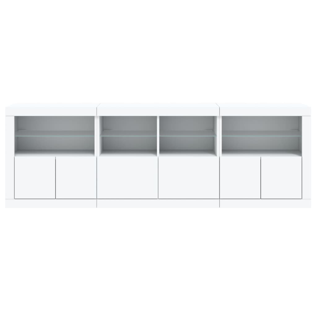 vidaXL Credenza con Luci LED Bianca 202x37x67 cm