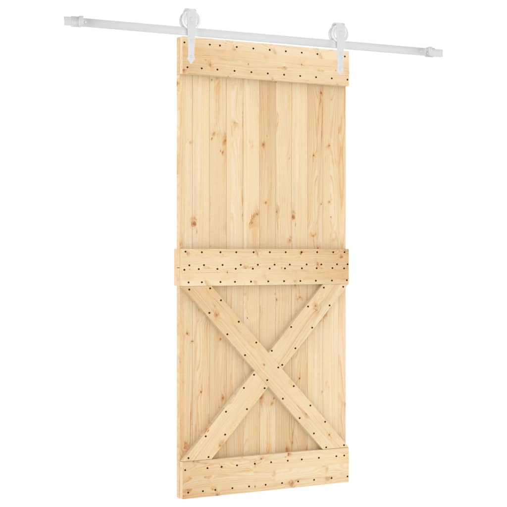 vidaXL Porta Scorrevole con Set Hardware 90x210 cm Legno Massello Pino