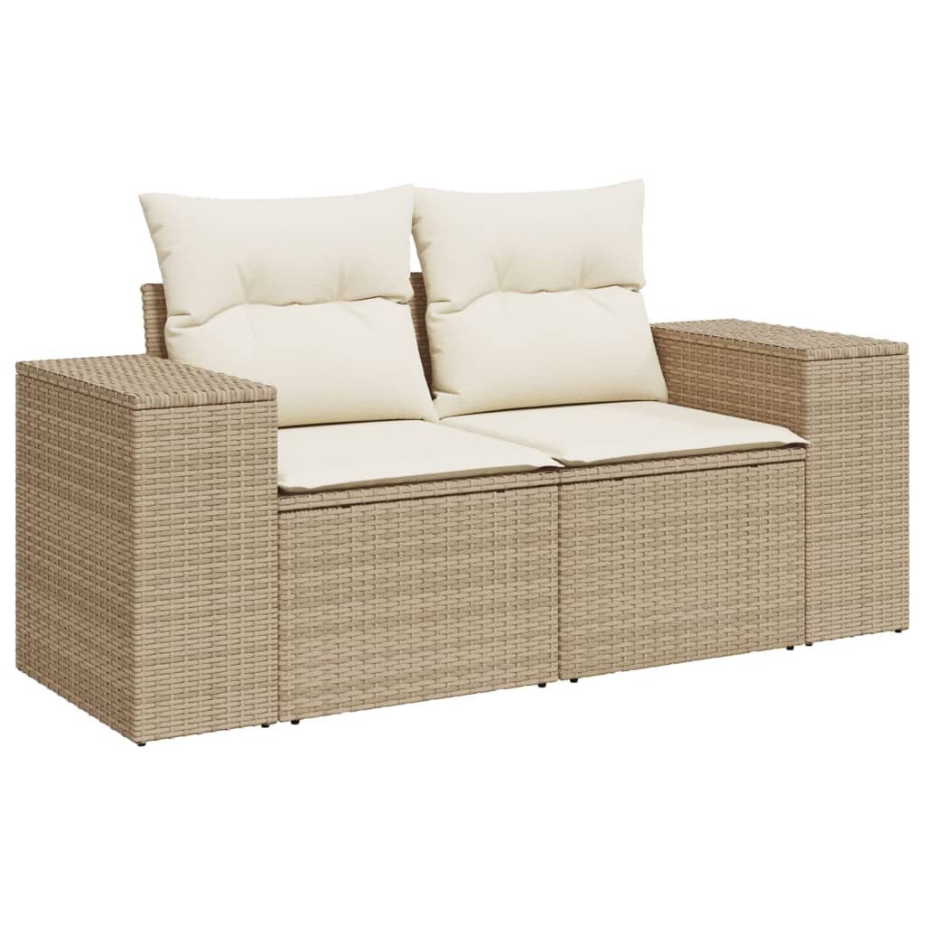 vidaXL Set Divani da Giardino 7 pz con Cuscini Beige in Polyrattan