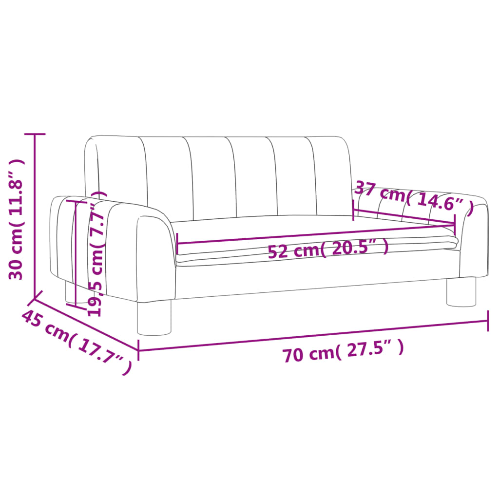 vidaXL Divano per Bambini Grigio Chiaro 70x45x30 cm in Tessuto