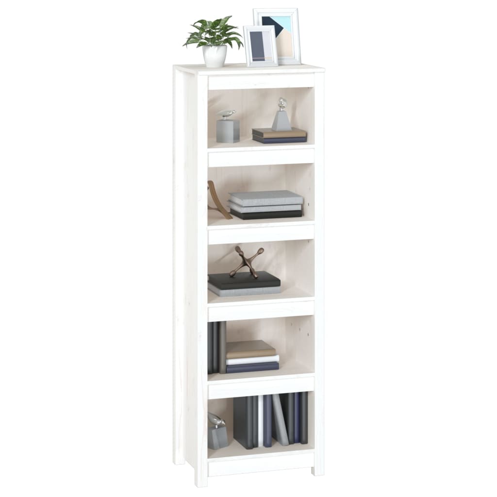 vidaXL Libreria Bianca 50x35x154 cm in Legno Massello di Pino