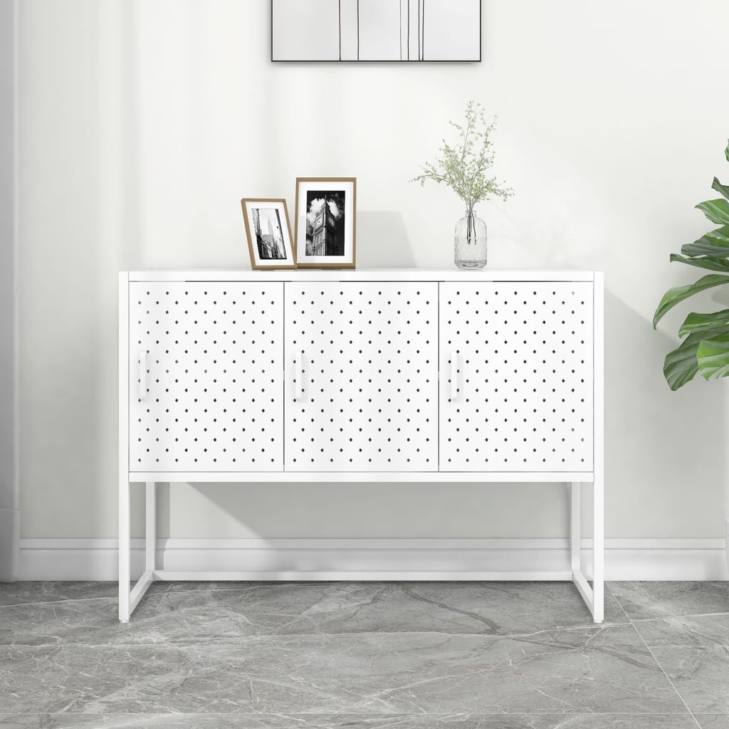 vidaXL Credenza Bianca 105x35x75 cm in Acciaio