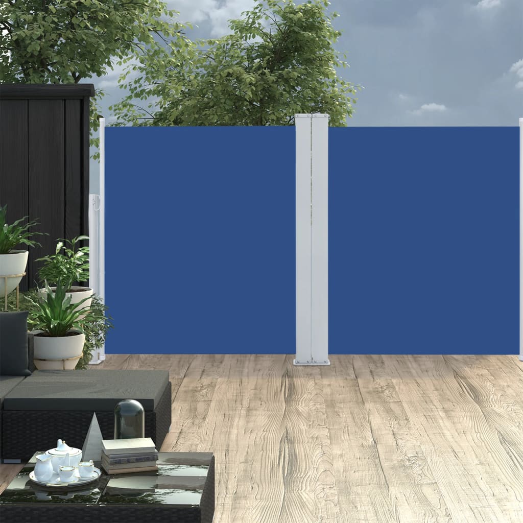 vidaXL Tenda da Sole Laterale Retrattile Blu 140x600 cm