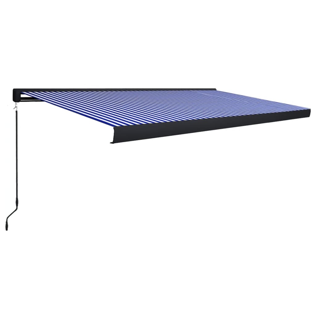 vidaXL Tenda a Cassonetto Manuale 500x300 cm Blu e Bianca