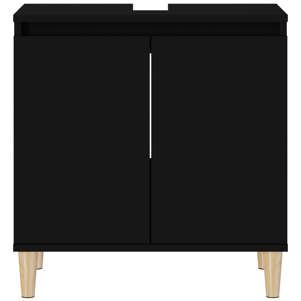 vidaXL Mobile Lavabo Nero 58x33x60 cm in Legno Multistrato