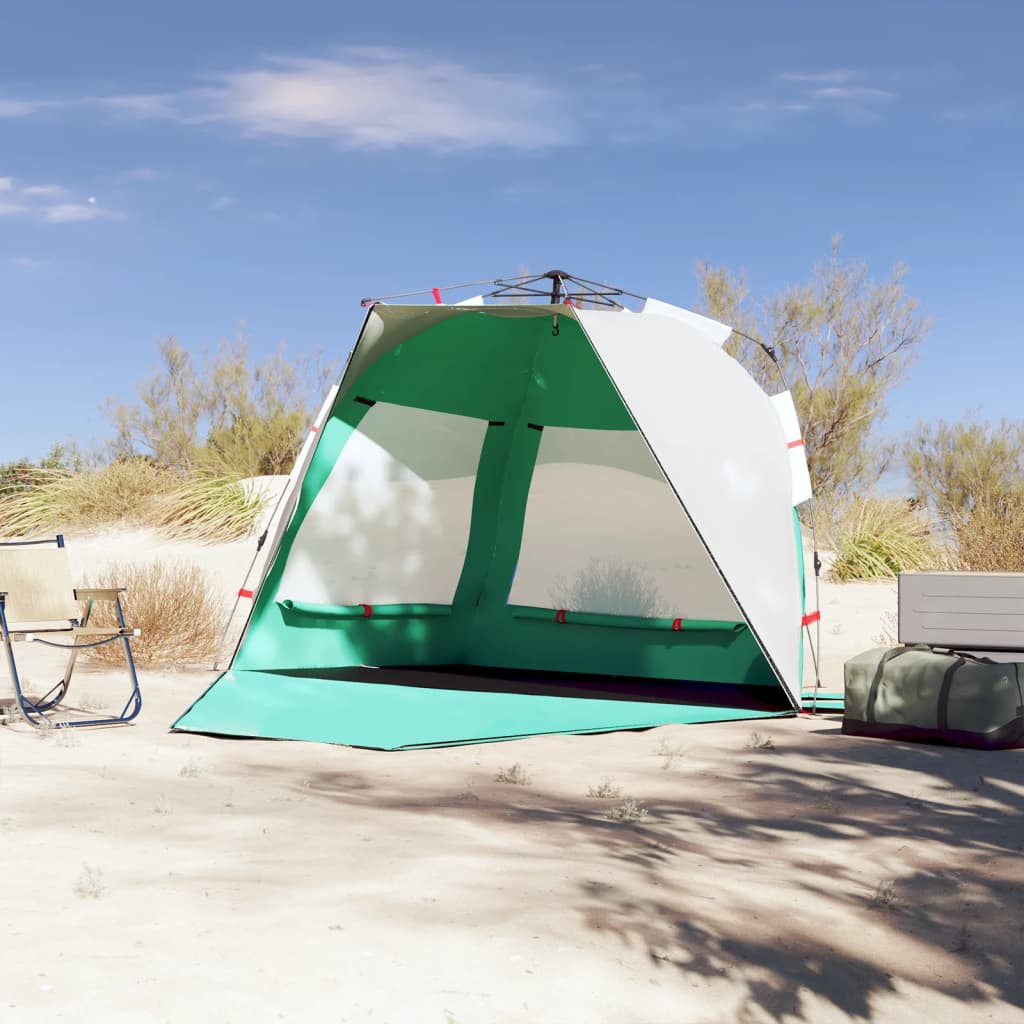 vidaXL Tenda da Spiaggia 3 Persone Verde Rilascio Rapido Impermeabile