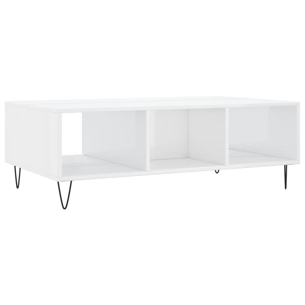 vidaXL Tavolino da Salotto Bianco Lucido 104x60x35cm Legno Multistrato