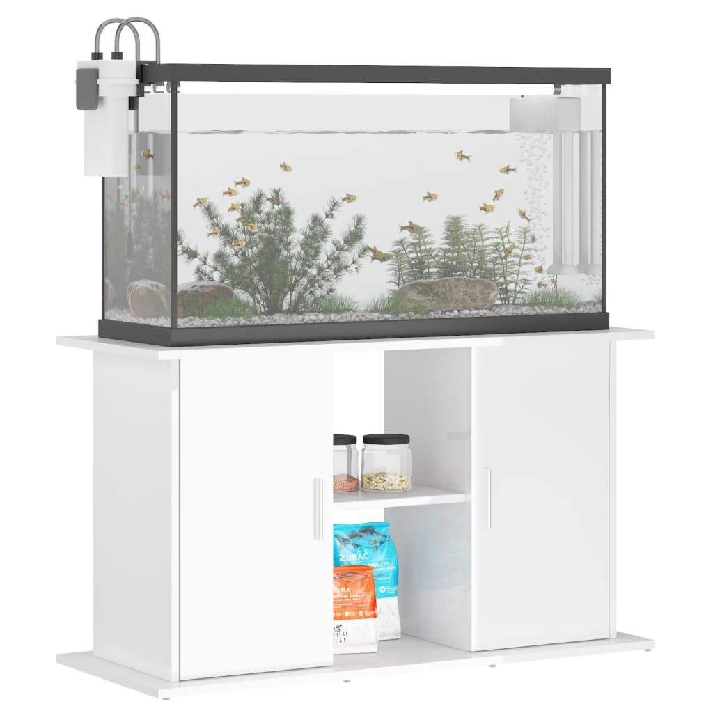 vidaXL Supporto Acquario 101x41x58 cm Legno Multistrato Bianco Lucido