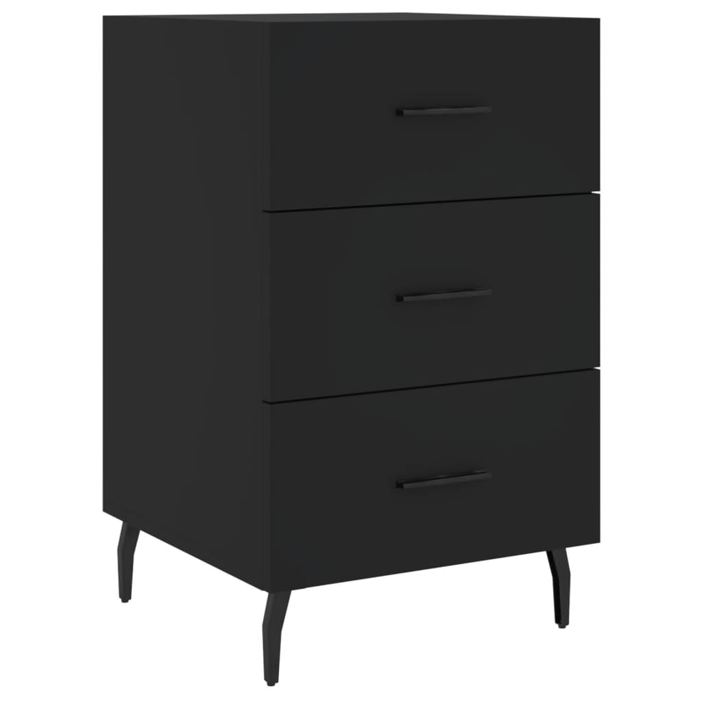 vidaXL Comodino Nero 40x40x66 cm in Legno Multistrato