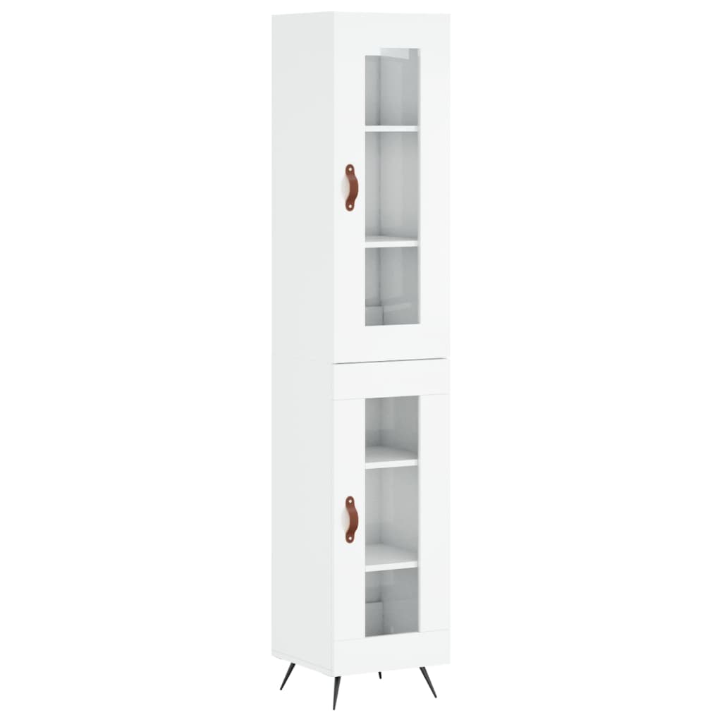 vidaXL Credenza 34,5x34x180 cm in Legno Multistrato Bianco Lucido