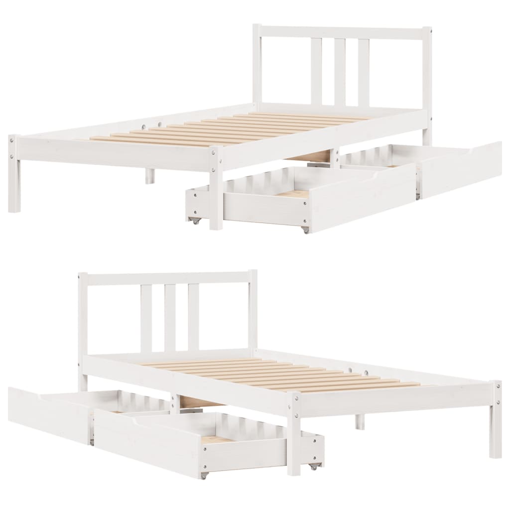 vidaXL Letto senza Materasso Bianco 90x200 cm Legno Massello di Pino