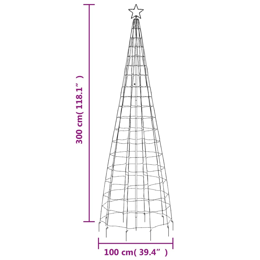 vidaXL Illuminazione Albero Natale Picchetti 570LED Bianco Caldo 300cm