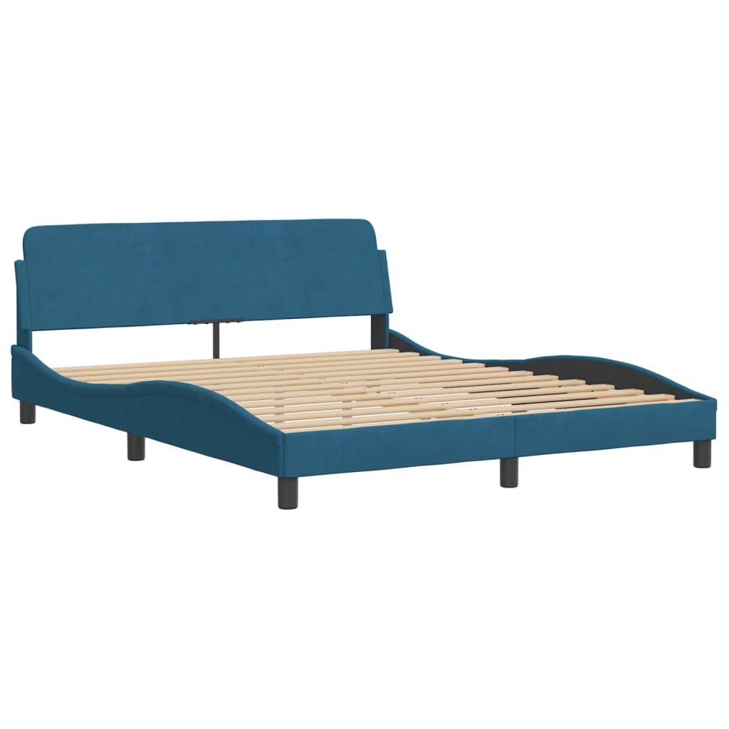 vidaXL Letto con Materasso Blu 160x200 cm in Velluto