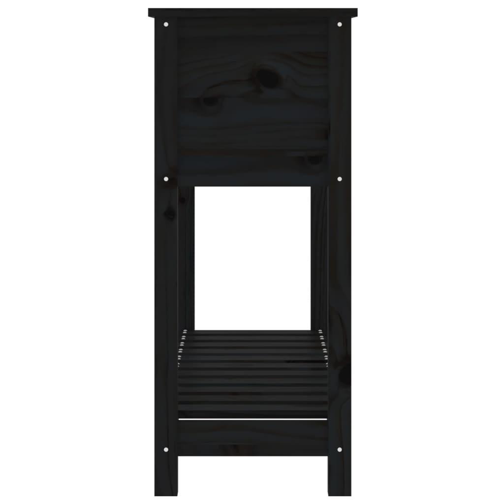 vidaXL Fioriera con Mensola Nera 111,5x34,5x81 cm Legno Massello Pino