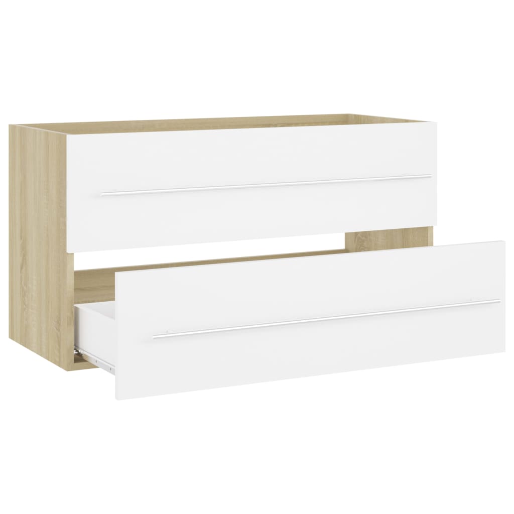 vidaXL Set Mobili Bagno 2 pz Bianco e Rovere Sonoma Legno Multistrato