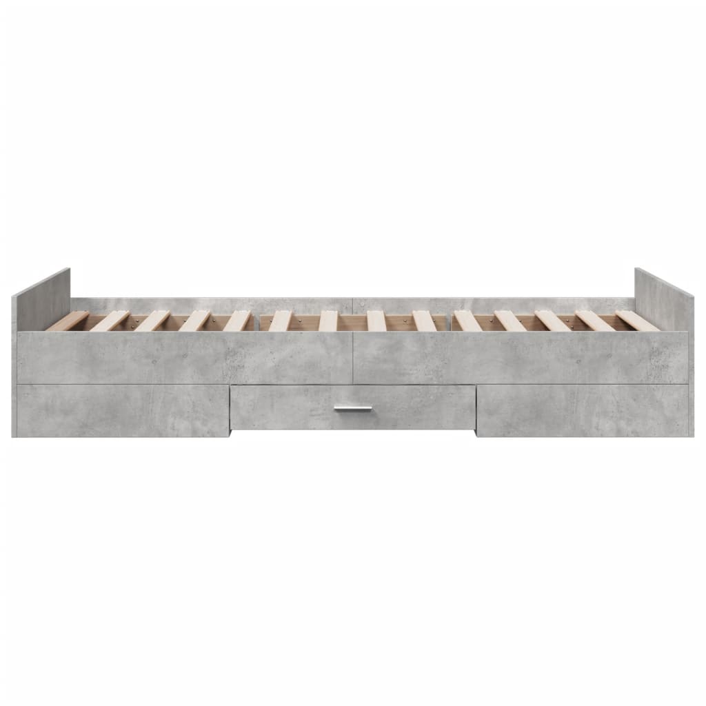 vidaXL Giroletto Cassetti Grigio Cemento 75x190 cm Legno Multistrato