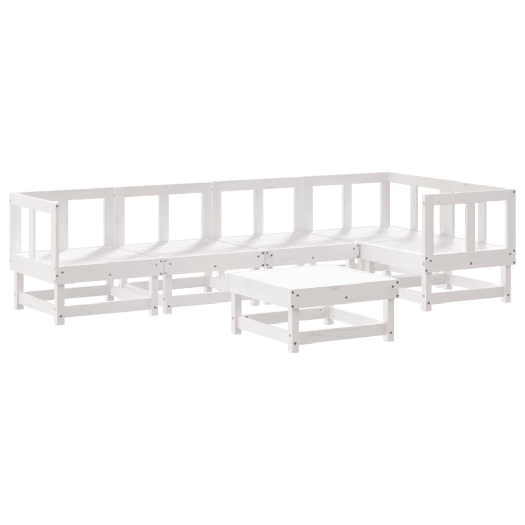 vidaXL Set Divani da Giardino 6pz con Cuscini in Legno Massello Bianco