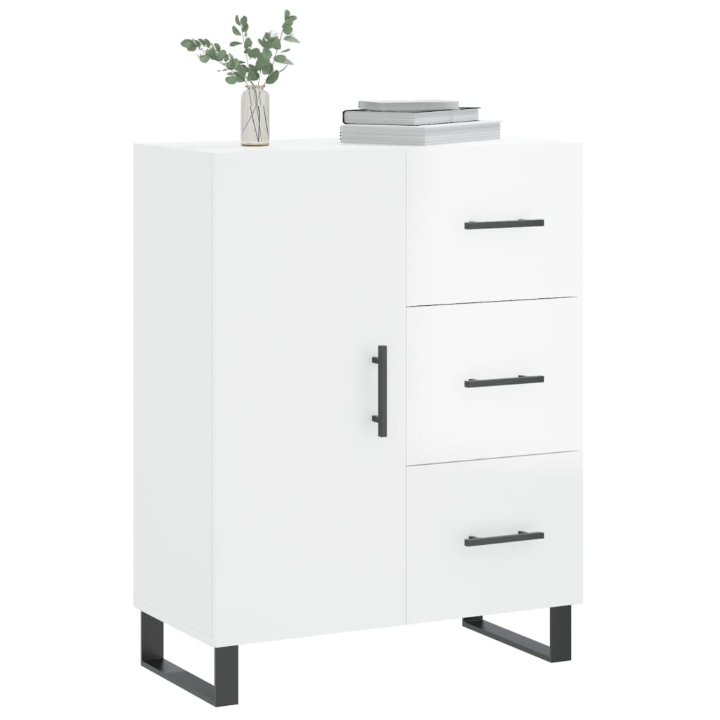 vidaXL Credenza 69,5x34x90 cm in Legno Multistrato Bianco Lucido