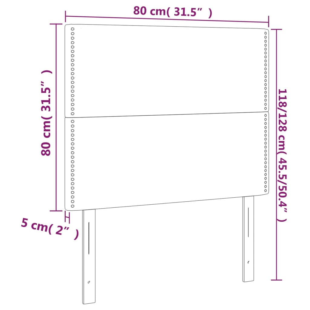 vidaXL Testiera 2 pz Blu Scuro 80x5x78/88 cm in Velluto