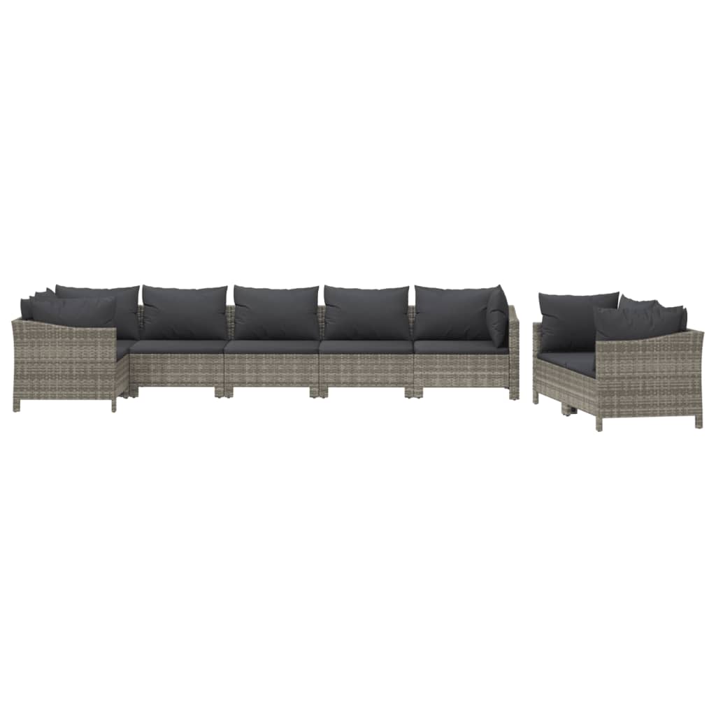 vidaXL Set Divani da Giardino 8 pz con Cuscini in Polyrattan Grigio