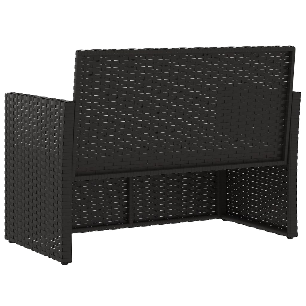 vidaXL Panca da Giardino con Cuscini Nera 105 cm in Polyrattan