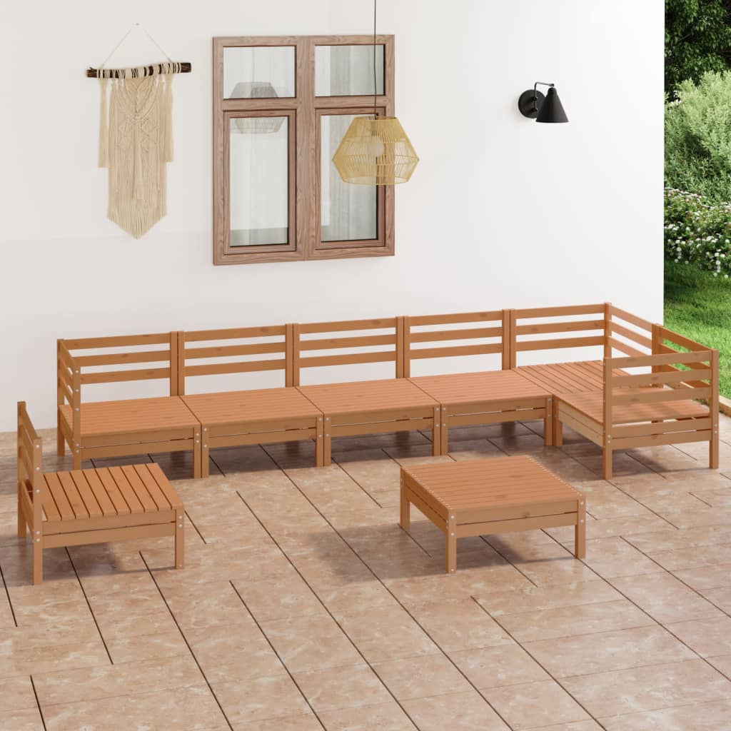 vidaXL Set Salotto da Giardino 8 pz in Legno Massello di Pino Ambra