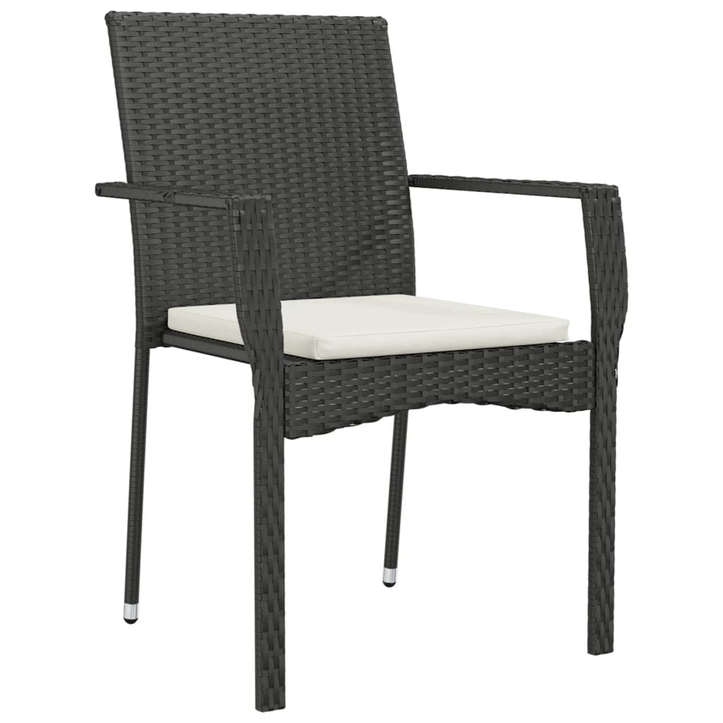 vidaXL Set da Pranzo da Giardino 5 pz Nero con Cuscini in Polyrattan