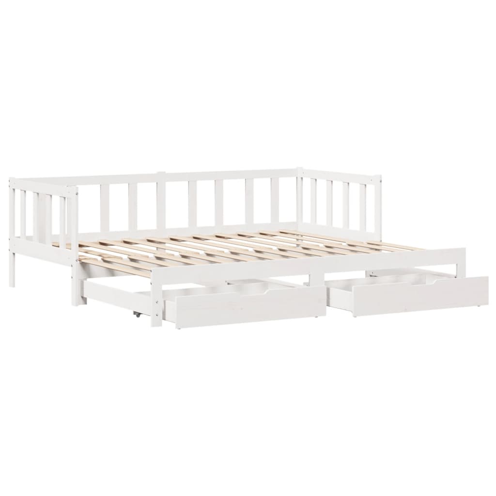 vidaXL Dormeuse Letto Estraibile e Cassetti Bianca 80x200cm Legno Pino