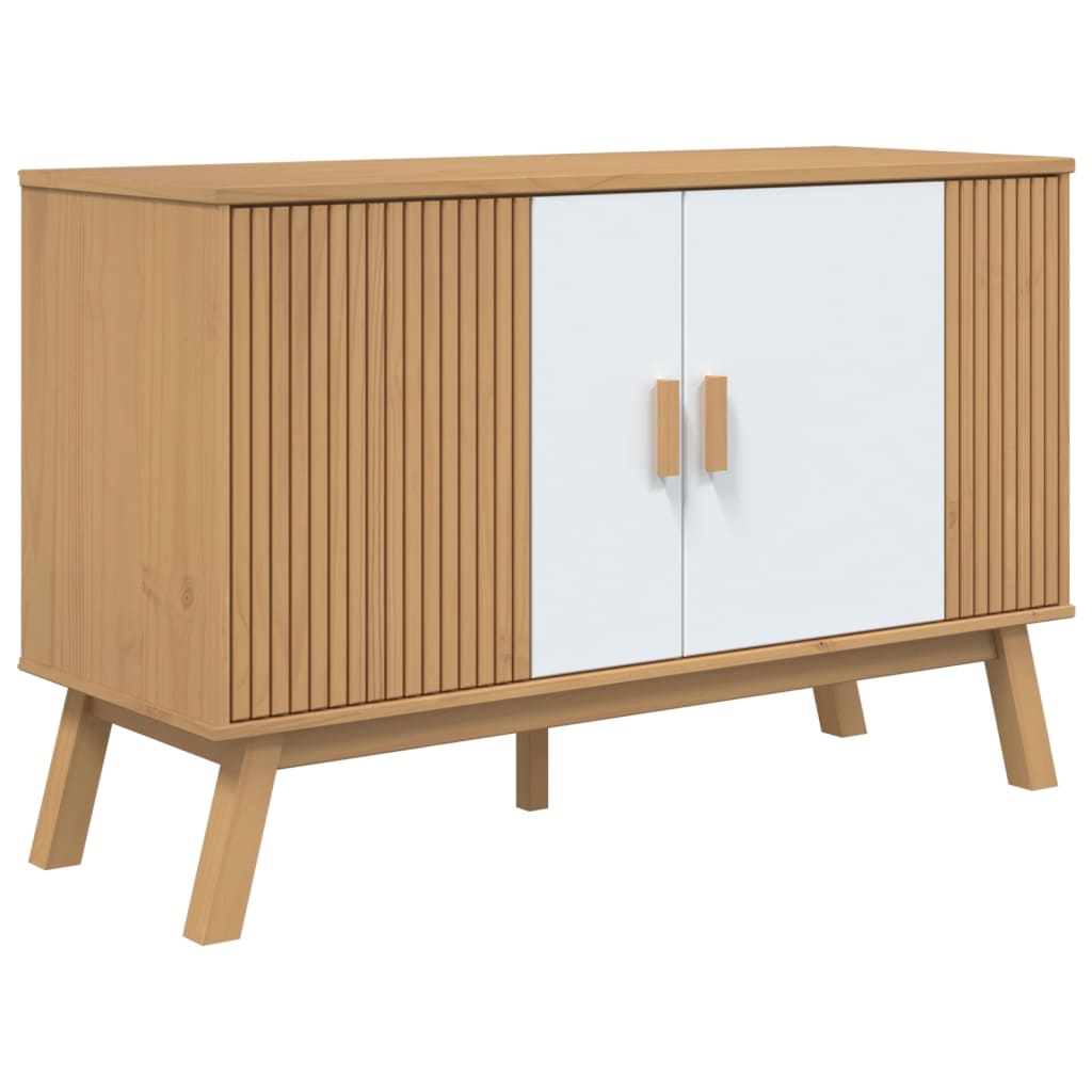 vidaXL Credenza OLDEN Bianca e Marrone 114x43x73,5 cm Massello di Pino