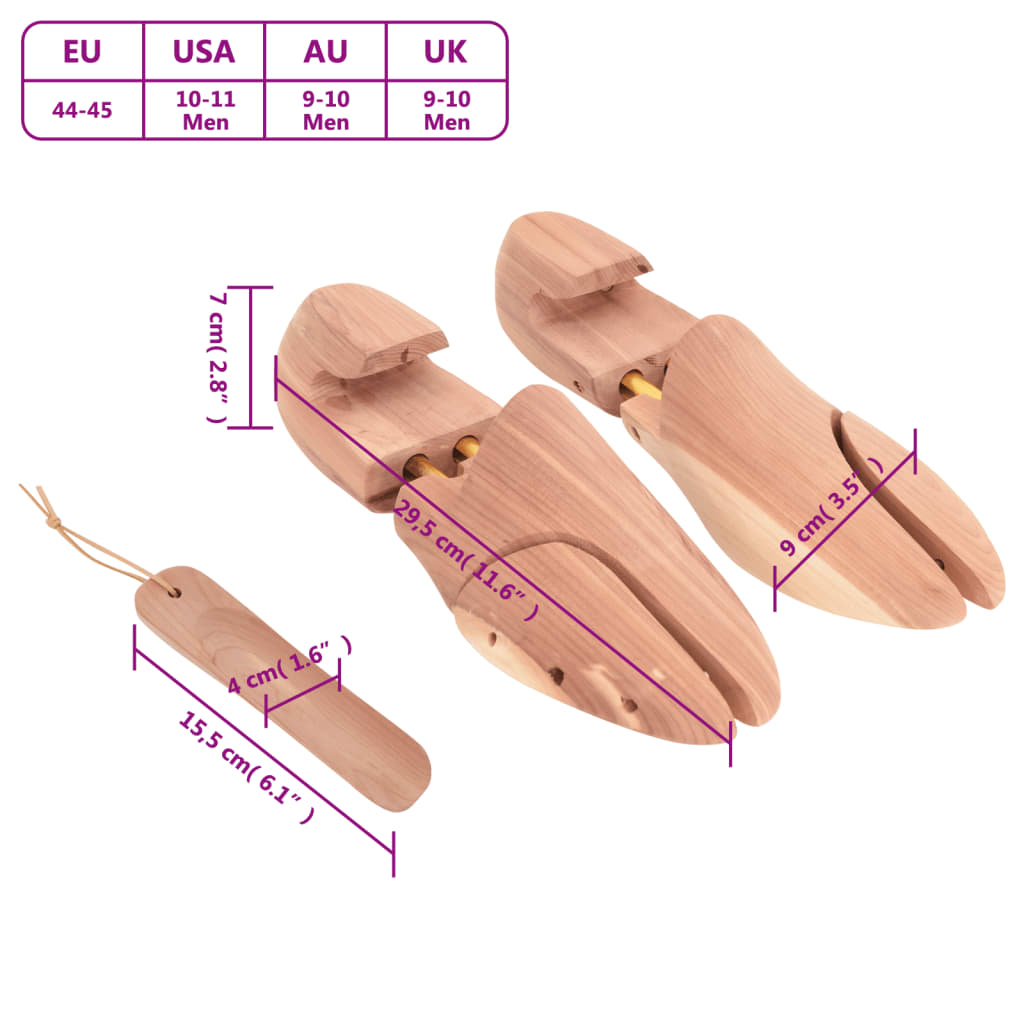 vidaXL Allarga Scarpe con Calzascarpe EU 44-45 Legno Massello Cedro