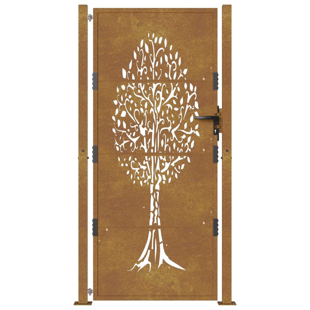 vidaXL Cancello da Giardino 105x180 cm in Acciaio Corten Design Albero