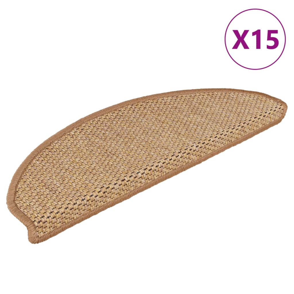 vidaXL Tappeti Autoadesivi Scale Aspetto Sisal 15pz 65x21x4 Sisal