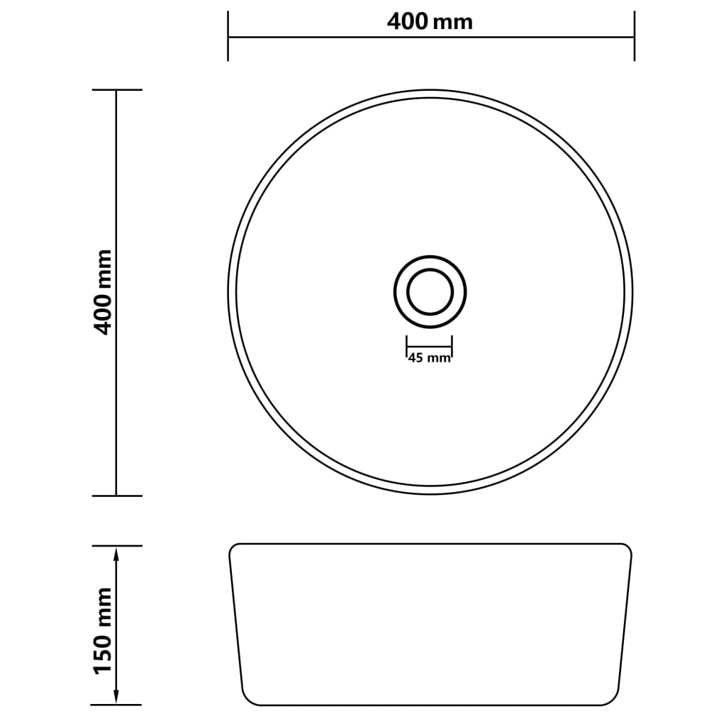 vidaXL Lavandino Lusso Rotondo Marrone Scuro Opaco 40x15cm in Ceramica