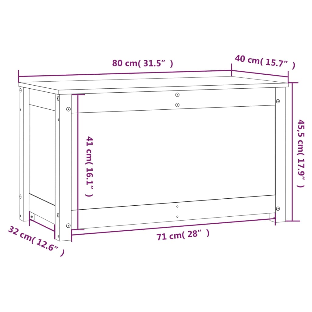 vidaXL Contenitore Portaoggetti Ambra 80x40x45,5cm Legno Massello Pino