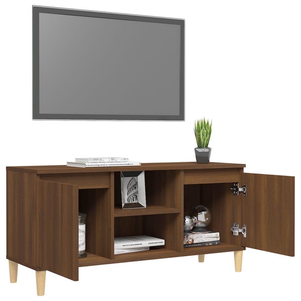 vidaXL Mobile TV Gambe in Legno Marrone Rovere 103,5x35x50 cm