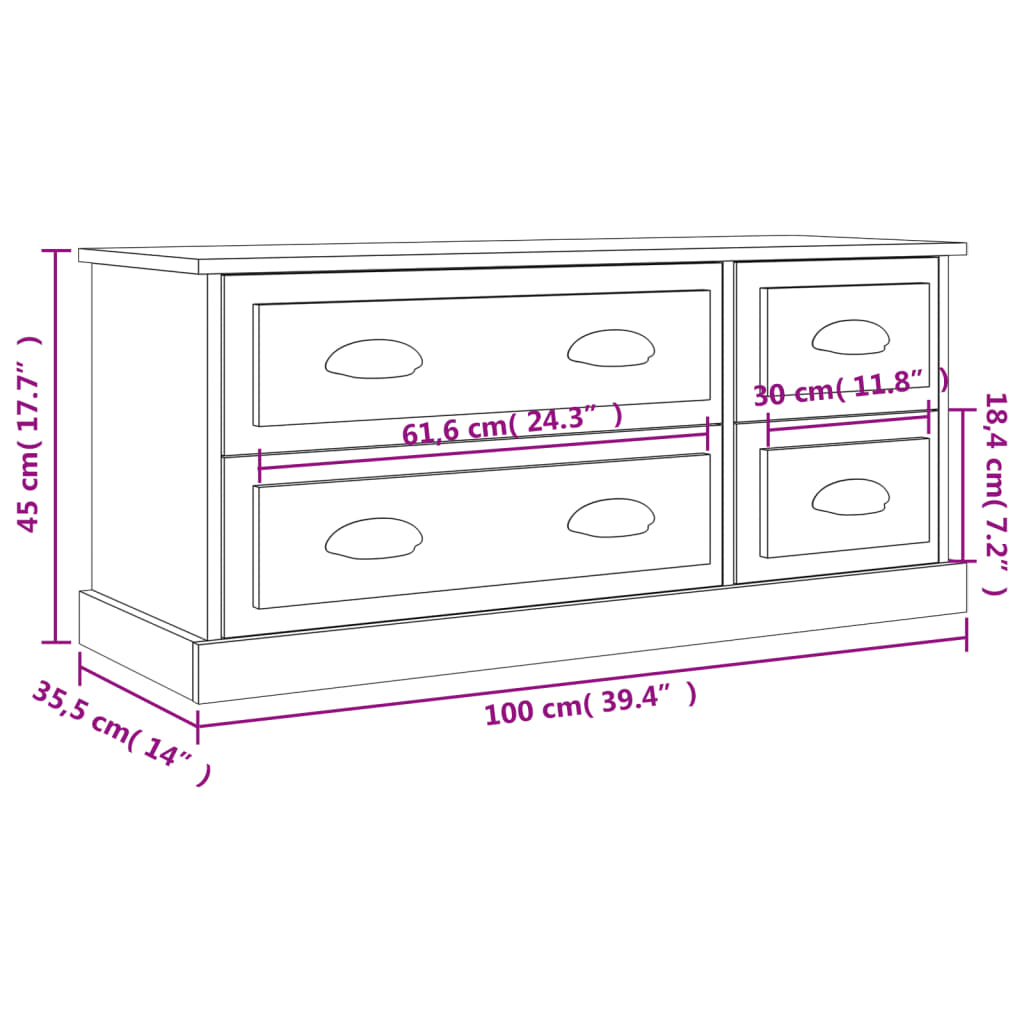 vidaXL Mobile per TV Rovere Sonoma 100x35,5x45 cm in Legno Multistrato