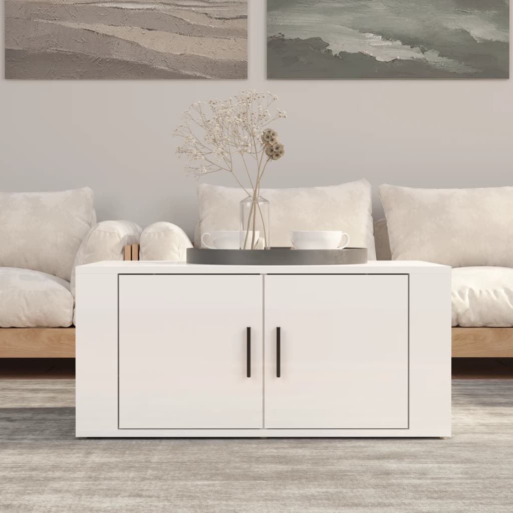 vidaXL Tavolino da Salotto Bianco Lucido 80x50x36cm Legno Multistrato