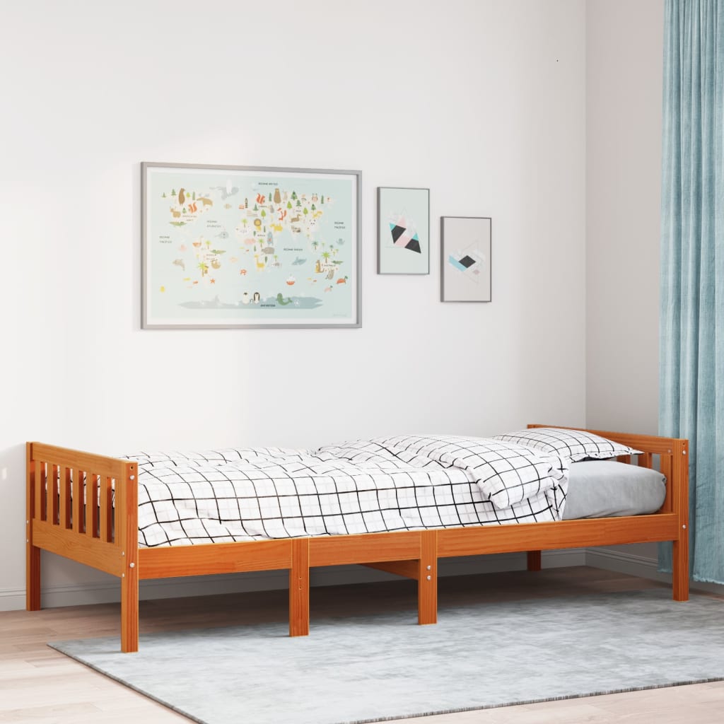 vidaXL Letto Bambini senza Materasso Marrone Cera 80x200 cm Legno Pino