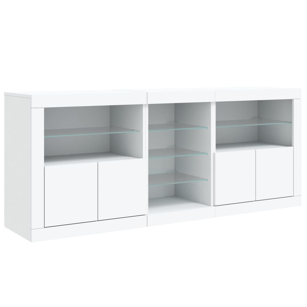 vidaXL Credenza con Luci LED Bianca 162x37x67 cm