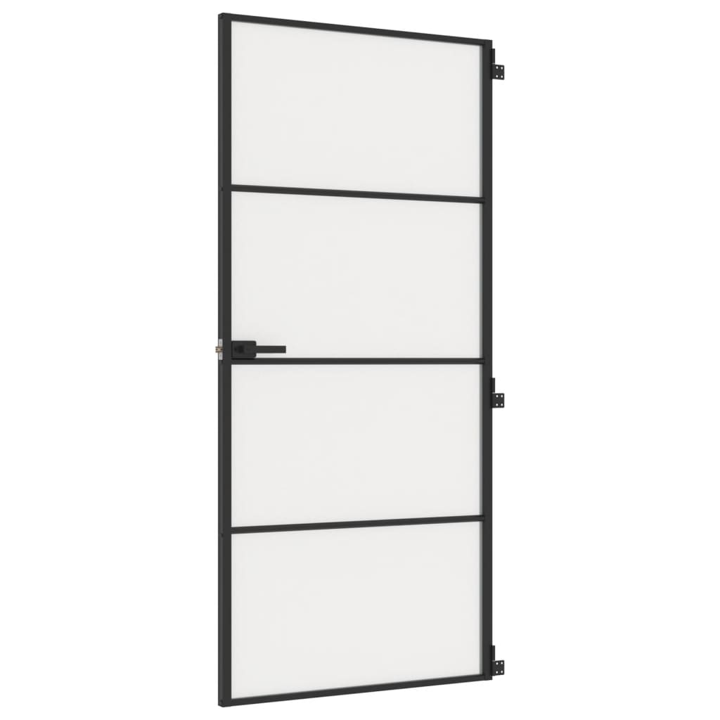 vidaXL Porta Interni Sottile Nera 93x201,5cm Vetro Temperato Alluminio