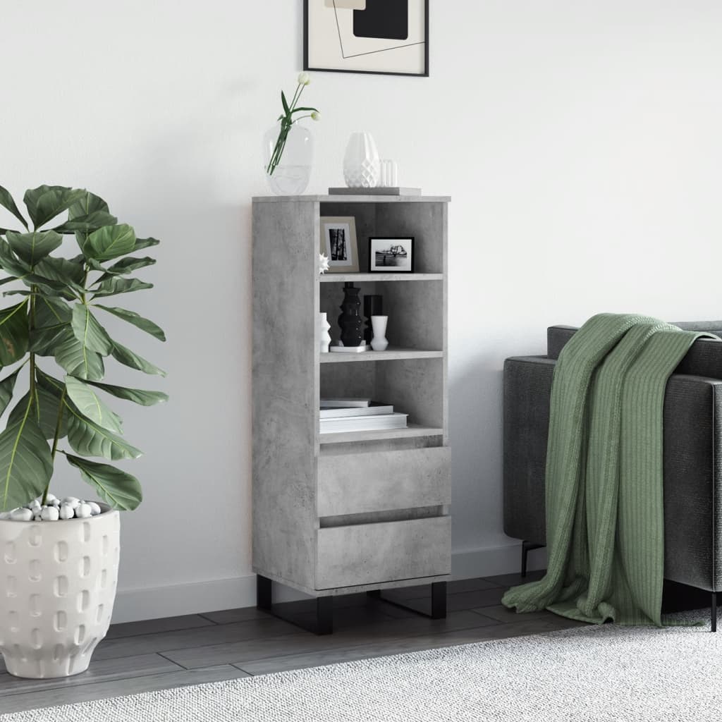 vidaXL Credenza Grigio Cemento 40x36x110 cm in Legno Multistrato