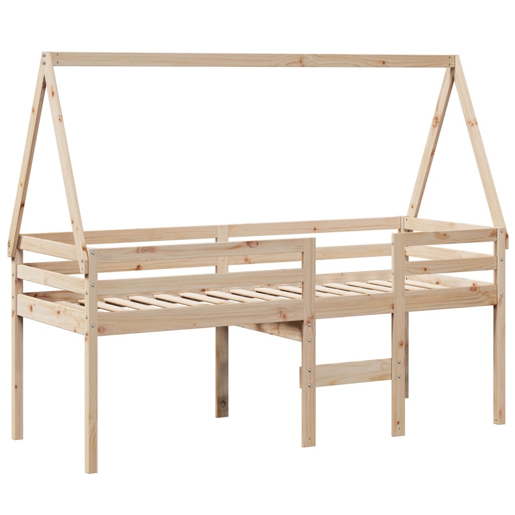 vidaXL Letto a Soppalco con Tetto 75x190 cm in Legno Massello di Pino