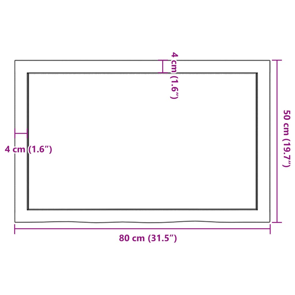 vidaXL Ripiano Marrone Scuro 80x50x(2-4) cm Massello Rovere Trattato