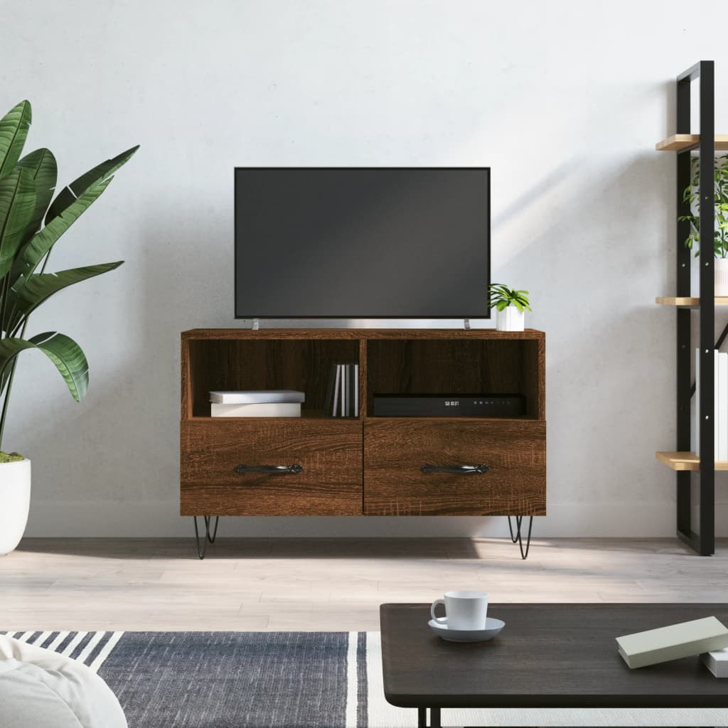 vidaXL Mobile Porta TV Rovere Marrone 80x36x50 cm in Legno Multistrato