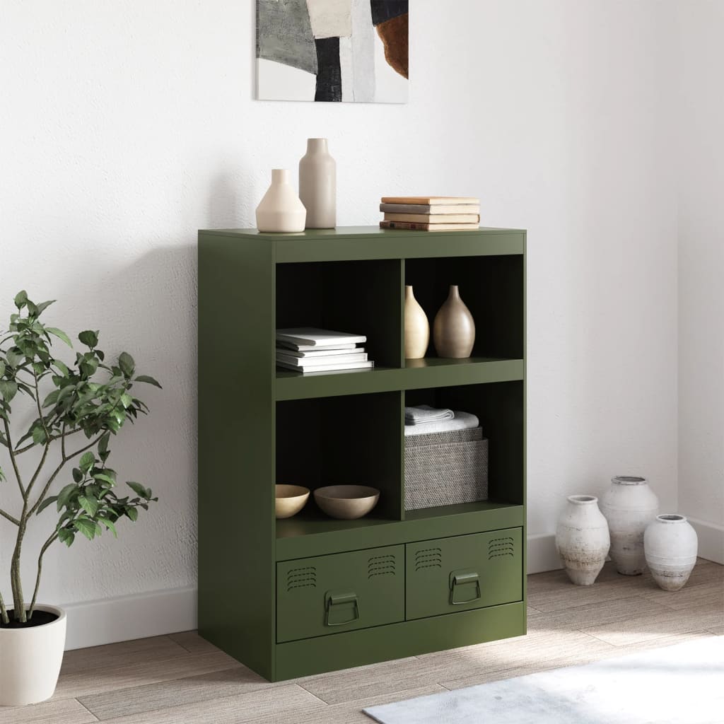 vidaXL Credenza Verde Oliva 67x39x95 cm in Acciaio