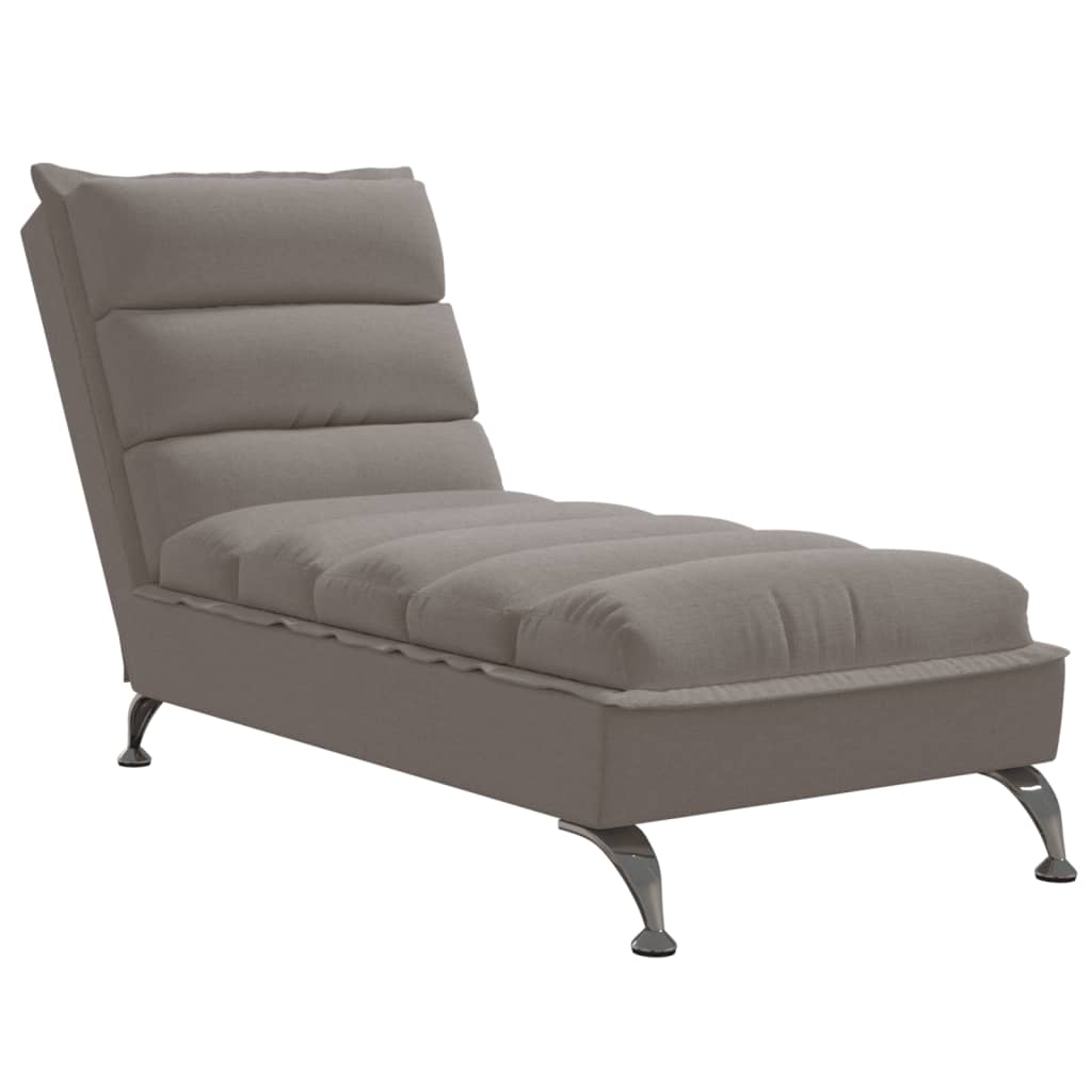 vidaXL Chaise Longue con Cuscini Tortora in Tessuto