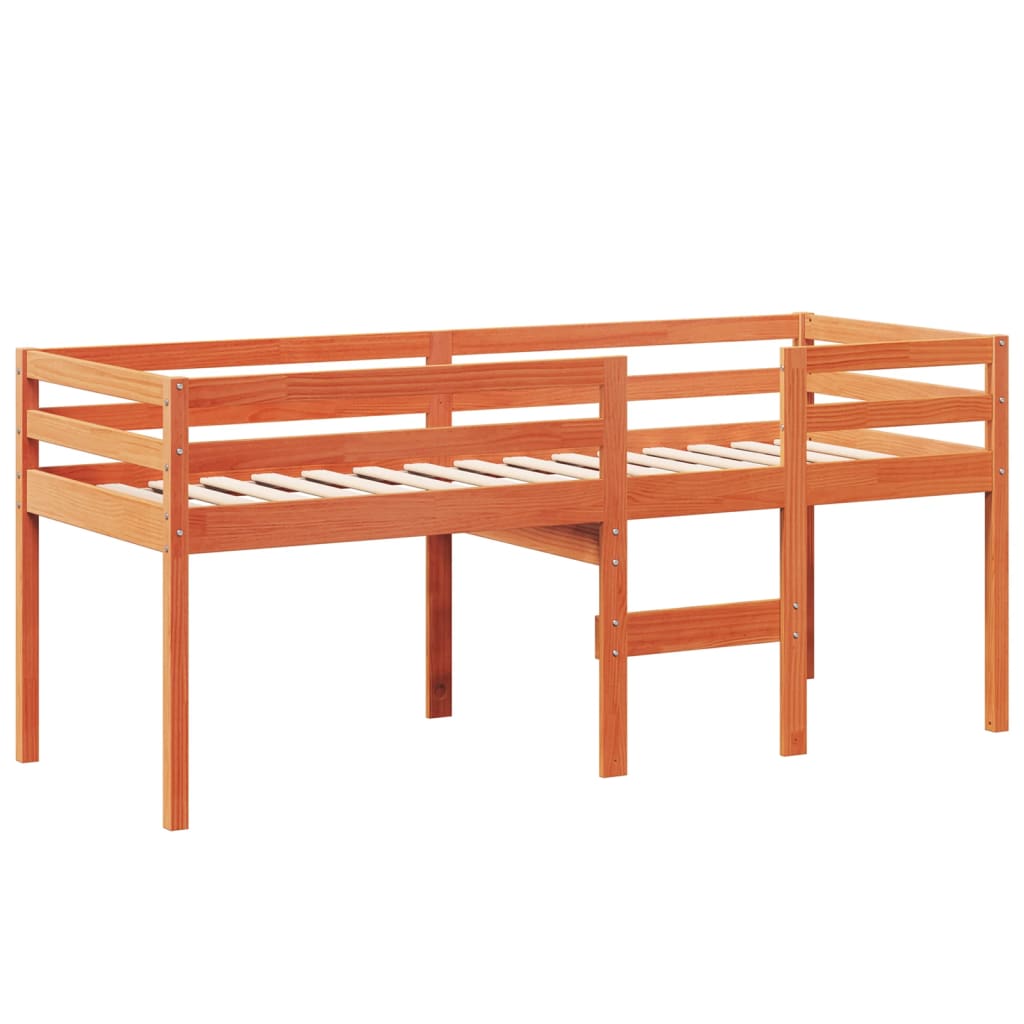 vidaXL Letto a Soppalco con Tetto Cera 75x190cm Legno Massello di Pino