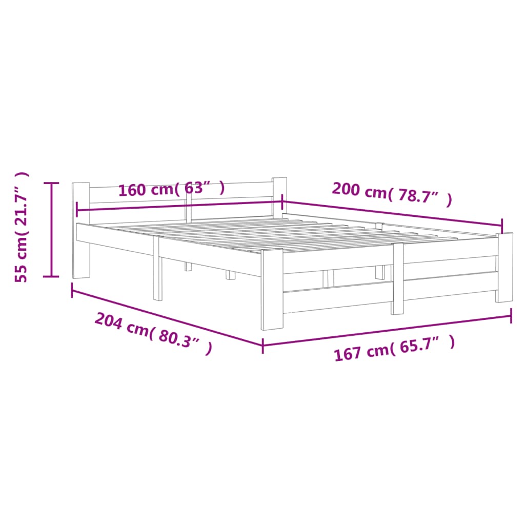 vidaXL Giroletto senza Materaso Ambrato in Legno di Pino 160x200 cm